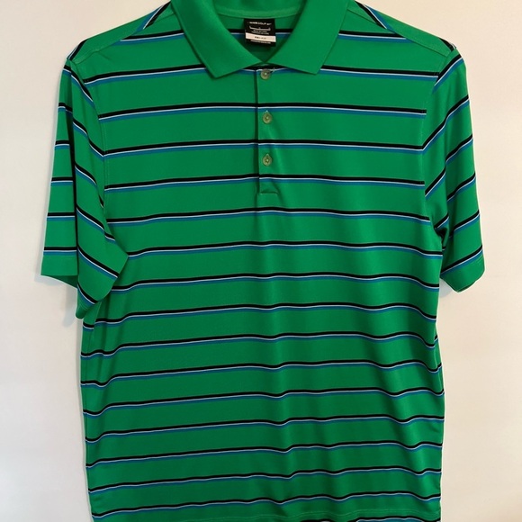 NIKE MENS  GREEN STRIPE STANDARD FIT DRI FIT POLO SHIRT.  SIZE LARGE - Picture 6 of 6